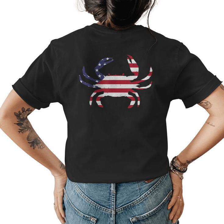 Cool Crab For Men Women Fourth July Flag Patriotic Crabbing  Womens Back Print T-shirt