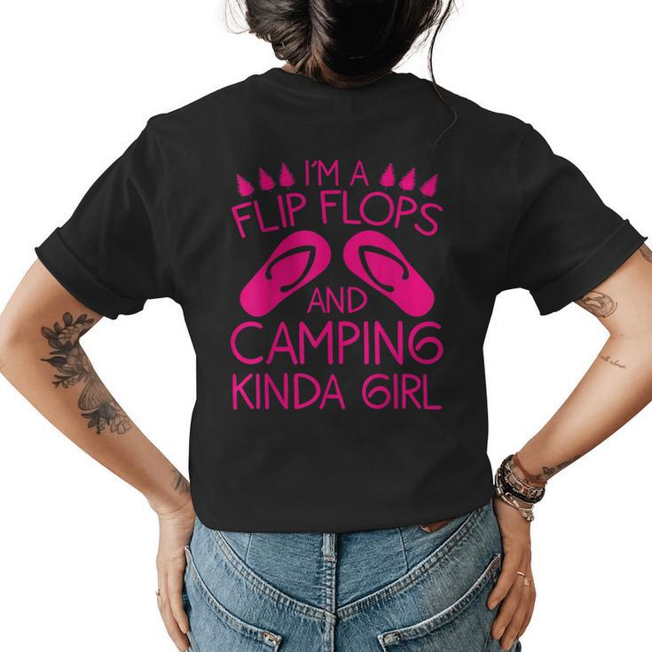 Cool Girl Camping Gift For Women Funny Camper Flip Flop Camp Womens Back Print T-shirt