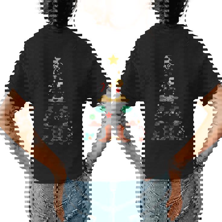 Cowboy Christmas Tree Boots Cowgirl Xmas Western West Gift Womens Back Print T-shirt Cowboy Christmas Tree Boots Cowgirl Xmas Western West Gift Womens Back Print T-shirt