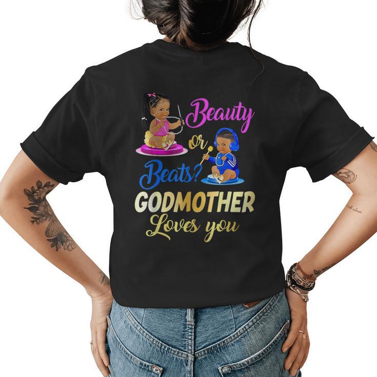 Cute Beauty Or Beat Godmother Loves You Gender Reveal Party  Womens Back Print T-shirt