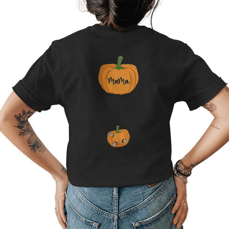 Cute Mama Pumpkin Baby Pumpkin Thanksgiving Pregnancy Outfit  Womens Back Print T-shirt