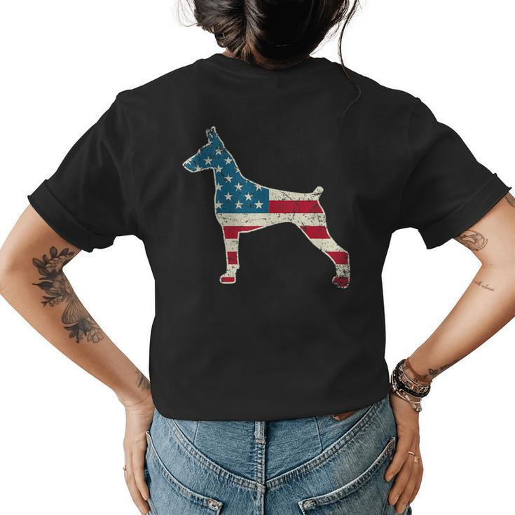 Doberman 4Th Of July Dog Lover Men Women Usa American Flag  Womens Back Print T-shirt