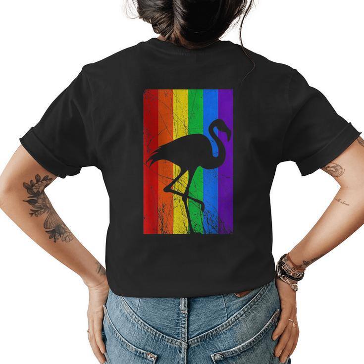 Flamingo Lgbt Pride  | Rainbow Flag Gay Lesbian   Womens Back Print T-shirt