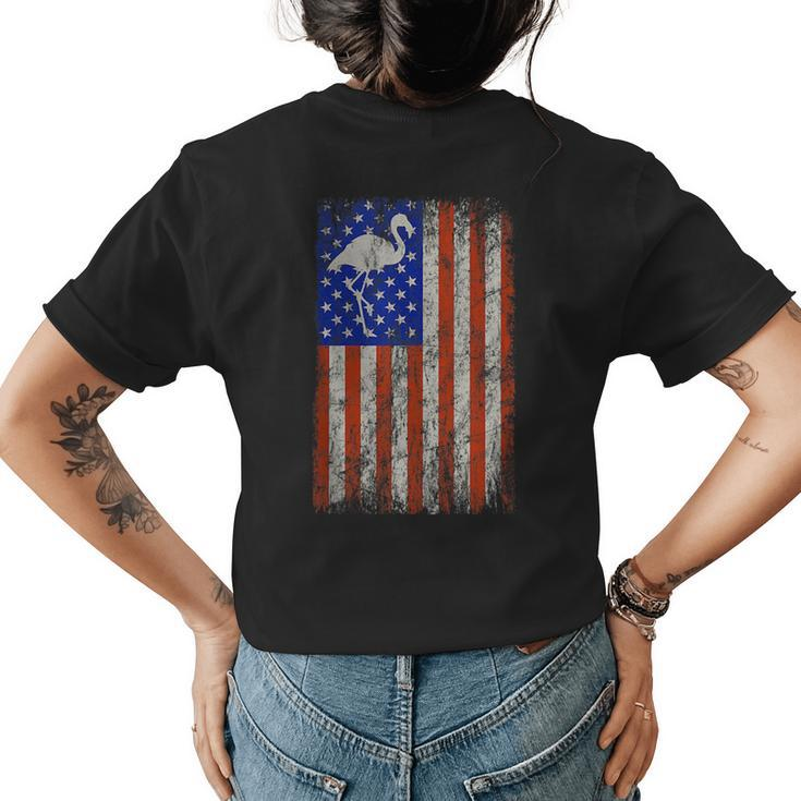 Flamingo Usa Flag 4Th Of July Independence Day Patriotic  Womens Back Print T-shirt