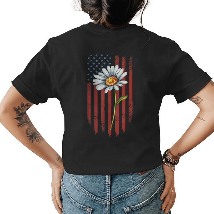 Flowers Lover Gardener Daisy American Flag Png Womens Back Print T-shirt