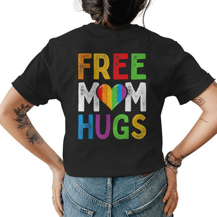 Free Mom Hugs Rainbow Heart Lgbt Ally Pride Month Retro  Womens Back Print T-shirt