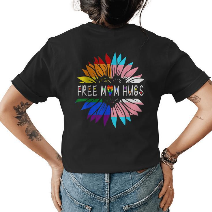 Free Mom Hugs Sunflower Rainbow Heart Lgbt Lesbian Gay Pride  Womens Back Print T-shirt