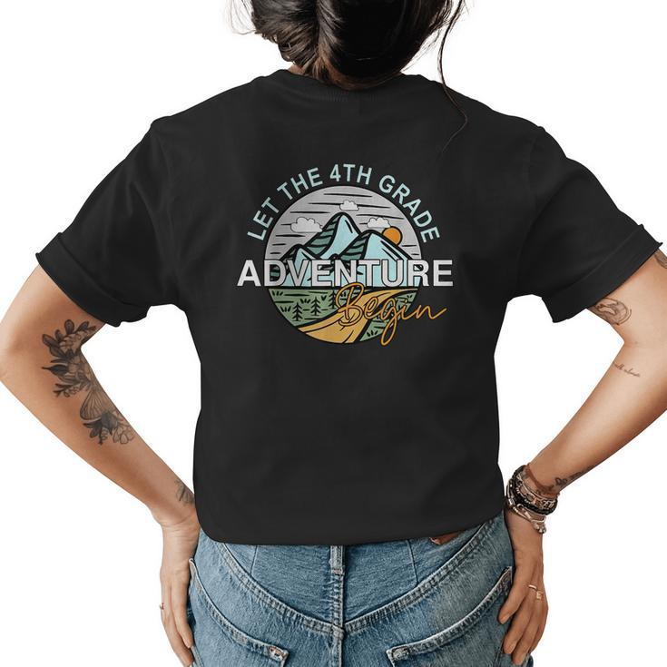 Funny Back To School  Let The 4Th Grade Adventure Begin  Womens Back Print T-shirt