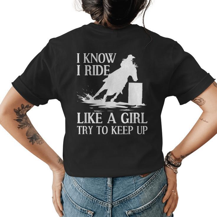 Funny Barrel Racing Gift For Women Girls Horse Racer Cowgirl Womens Back Print T-shirt