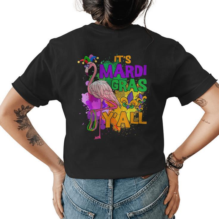 Funny Carnival Party Gift Idea Flamingo Mardi Gras Flamingo Funny Gifts Womens Back Print T-shirt