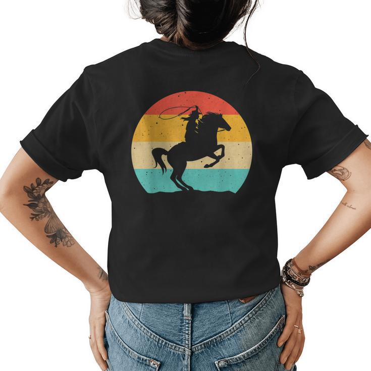 Funny Retro Western Cowgirl Gift For Girl Horse Riding Women Womens Back Print T-shirt