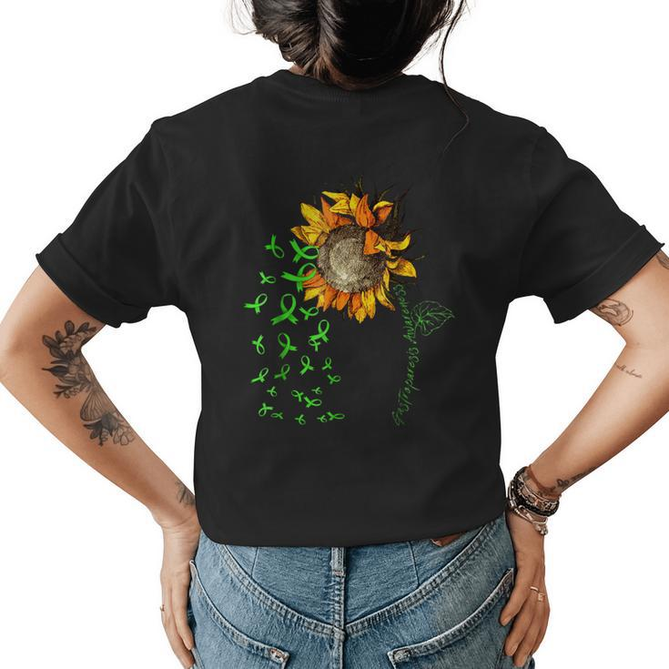 Gastroparesis Awareness Sunflower Womens Back Print T-shirt