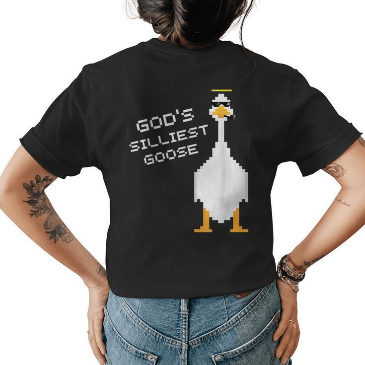 Gods Silliest Goose Pixelated  Womens Back Print T-shirt