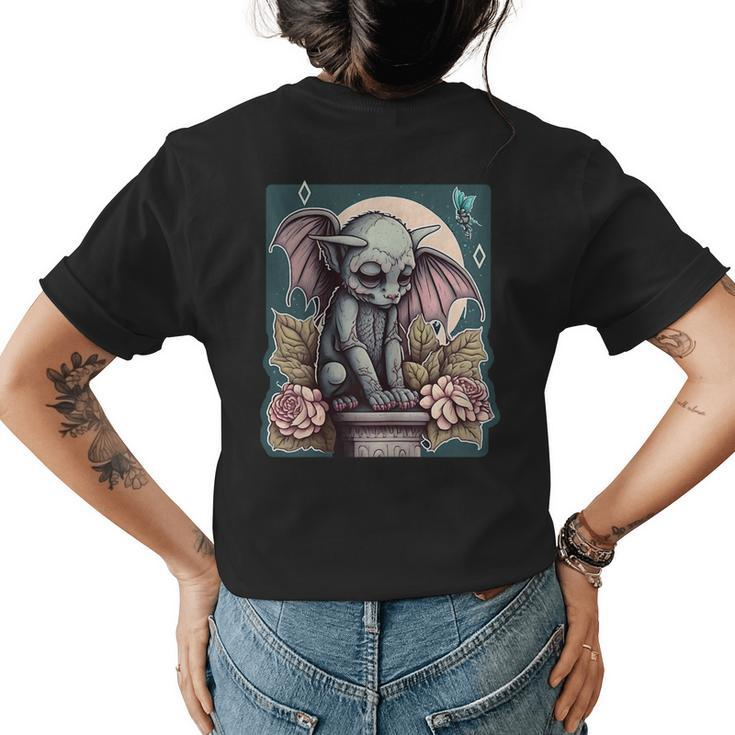 Gothic Gargoyle Sad Monster Academia Dark Alt Cute Aesthetic Gift For Womens Womens Back Print T-shirt