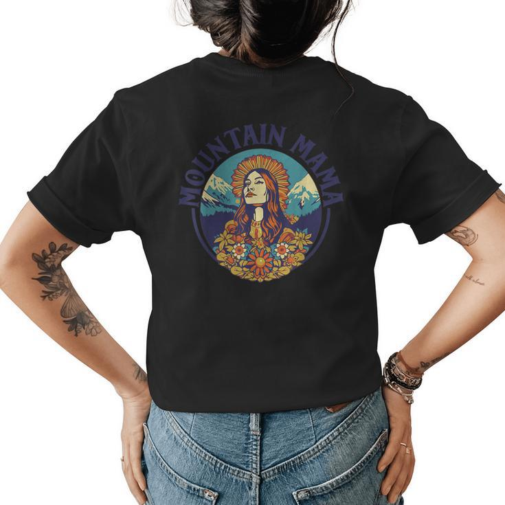 Groovy Mountain Mama Hippie 60S Psychedelic Artistic Womens Back Print T-shirt