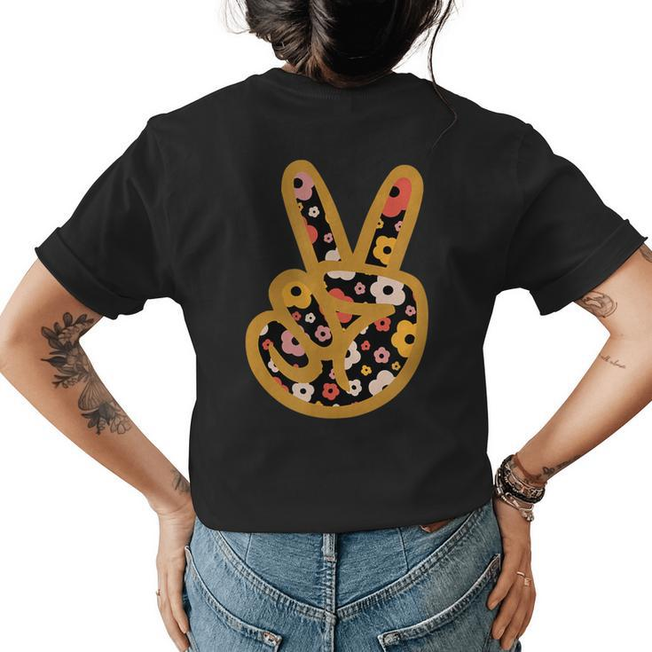 Groovy Peace Sign Retro Daisy 70S Hippie Vintage Womens Back Print T-shirt