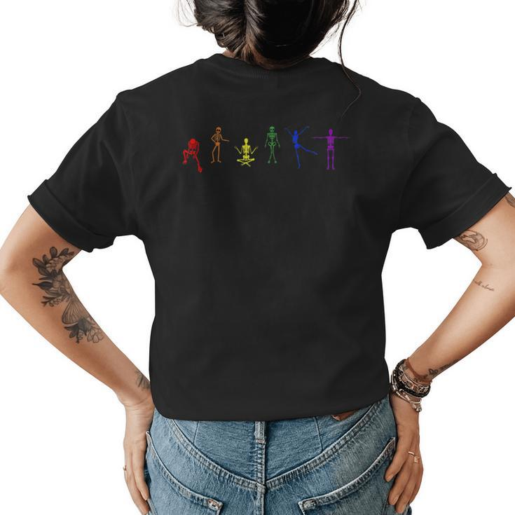 Halloween Lgbtq Pride Lgbt Rainbow Skeletons Fall Lgbtqia Halloween Womens T-shirt Back Print