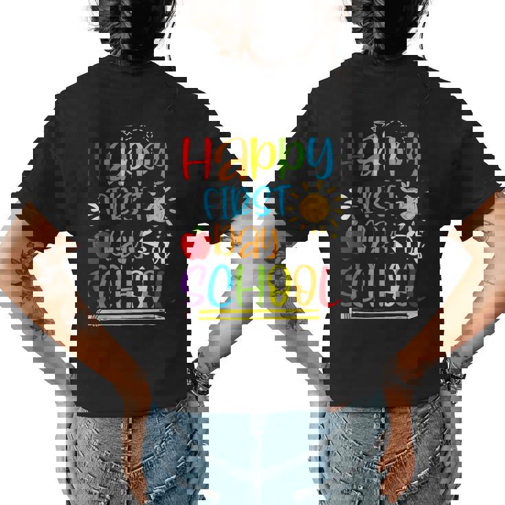 Happy First Day Of School Teacher Back To School Boys Girls  Womens Back Print T-shirt
