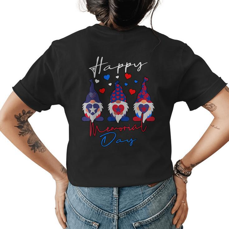 Happy Memorial Day With Usa Flag Gnomes  Womens Back Print T-shirt
