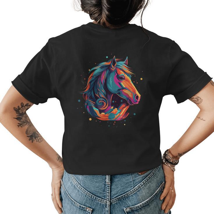 Horse Horseback Riding Trail Riding Equestrian Horses  Womens Back Print T-shirt