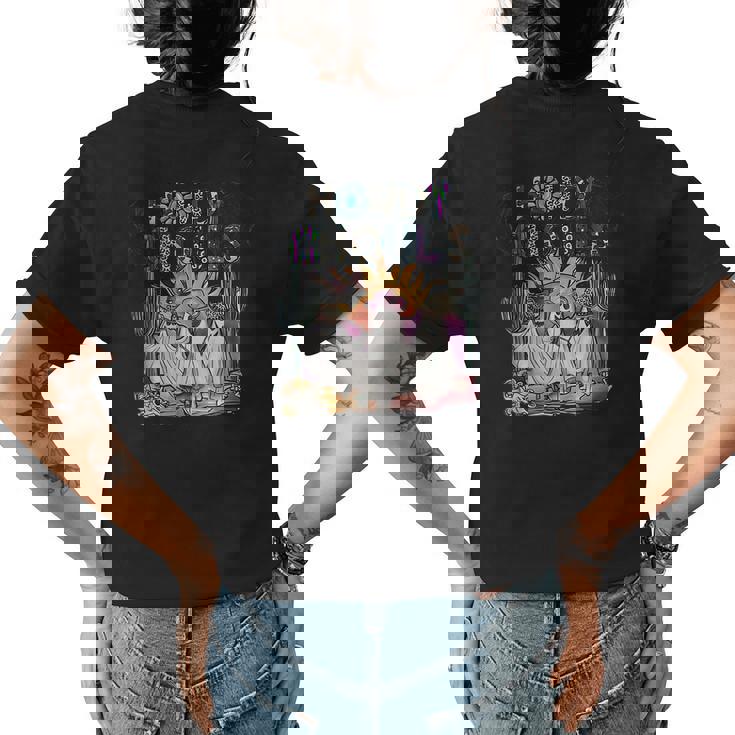 Howdy Ghouls Western Halloween Fall Ghosts Boo Halloween Womens T-shirt Back Print