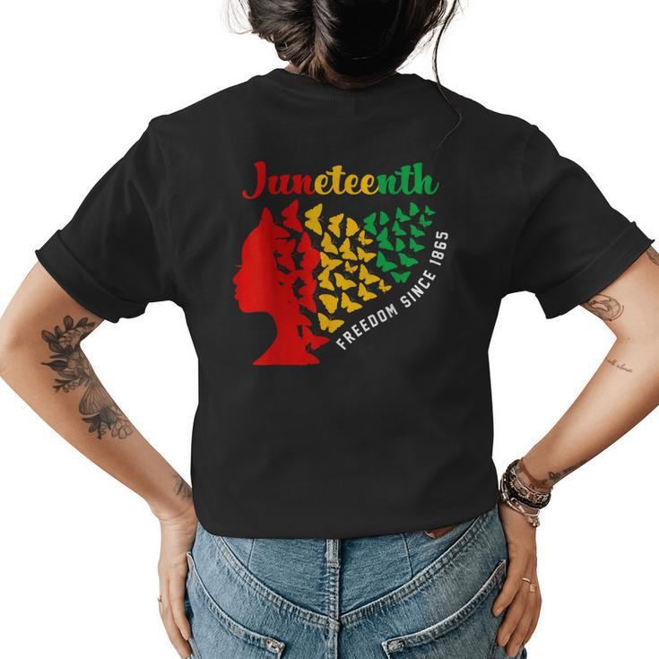Junenth Freedom Since 1865 Butterfly Black Girl Women  Womens Back Print T-shirt