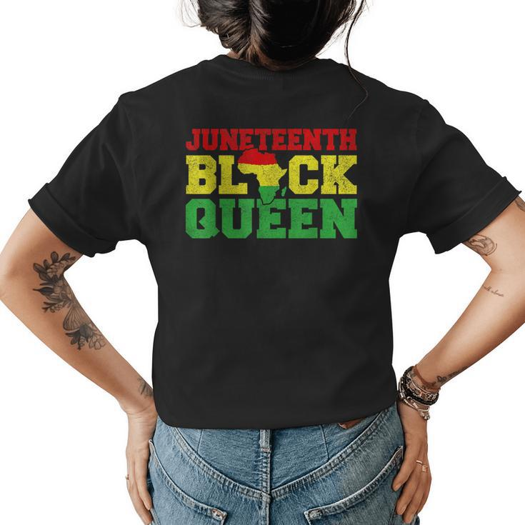 Junenth T Women Girls Junenth Black Queen Map Women's T-shirt Back Print