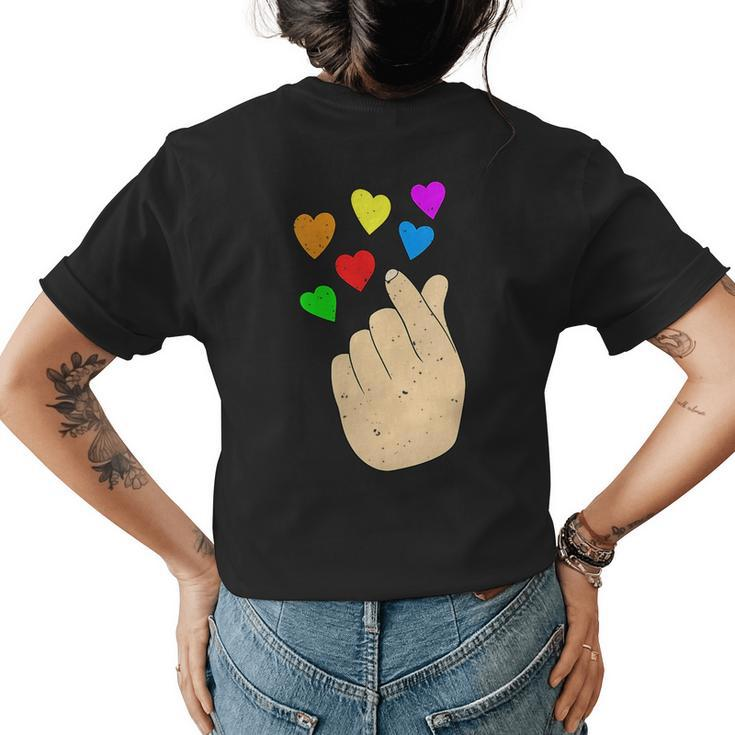K-Pop Gay Pride Month Lgbtq Rainbow Hearts Lgbt Equality  Womens Back Print T-shirt