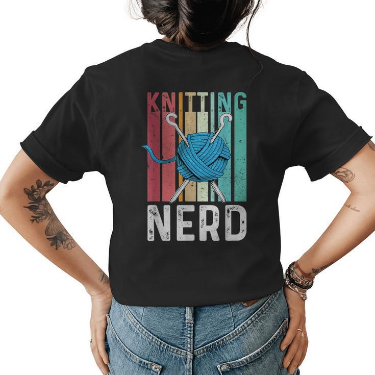 Knitting Nerd Knitting Lover Retro Sewing Mom Sunset Knitter  Womens Back Print T-shirt