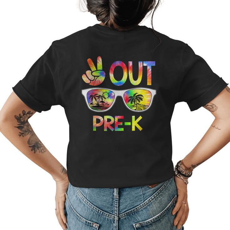 Last Day Of School Peace Out Pre K Tie Dye Teacher Women's T-shirt Back Print