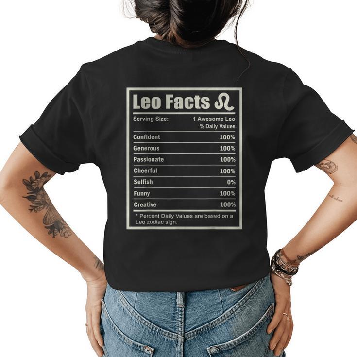 Leo Zodiac Sign Fun Facts  Men Women Birthday  Womens Back Print T-shirt