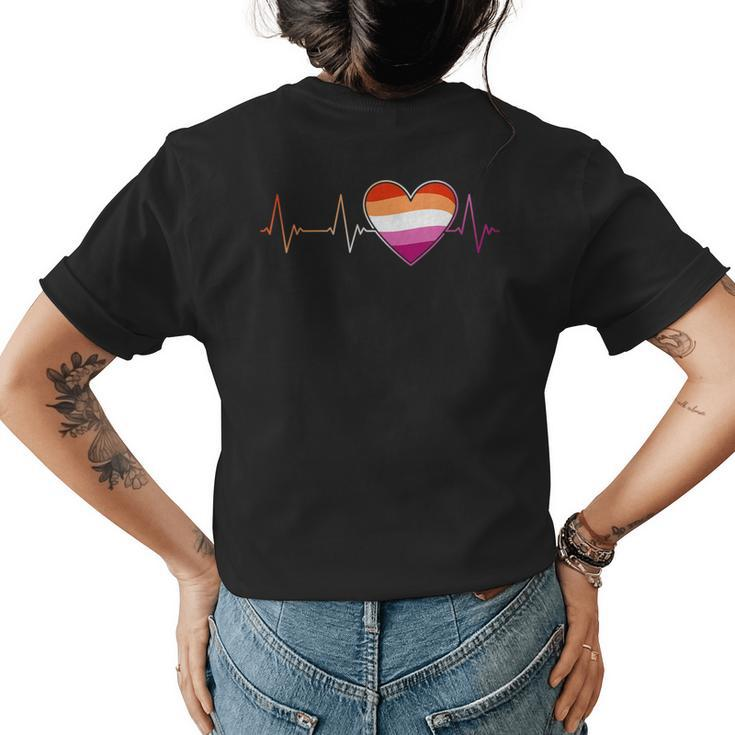 Lesbian Heartbeat Homosexual Woman Lgbt Pride Ekg Pulse Line  Womens Back Print T-shirt