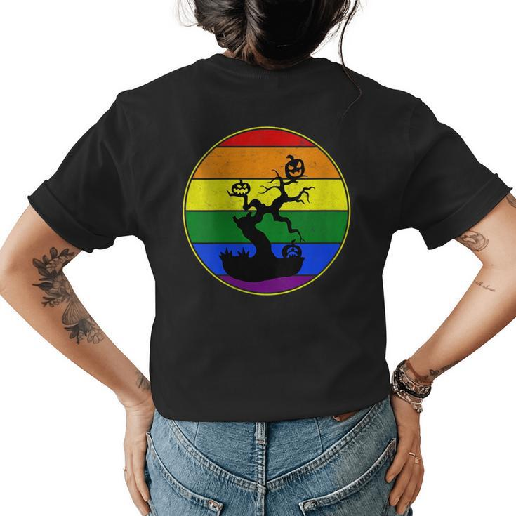 Lesbian Stuff Lgbtq Gay Goth Pride Scary Jackolantern Gothic  Womens Back Print T-shirt