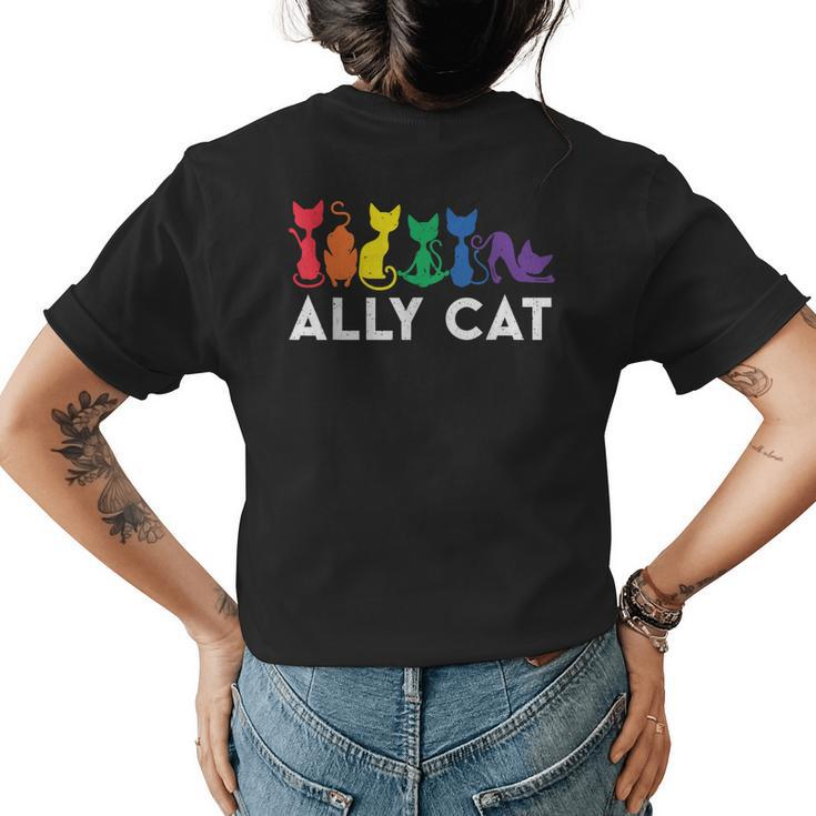 Lgbt Ally Cat Be Kind Gay Rainbow Funny Lgbtq Gifts  Womens Back Print T-shirt