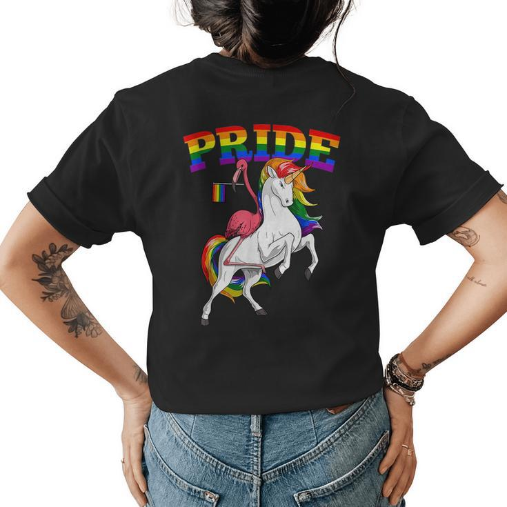 Lgbt Flamingo Bird Unicorn Gay Pride Rainbow Lgbtq Cute  Womens Back Print T-shirt