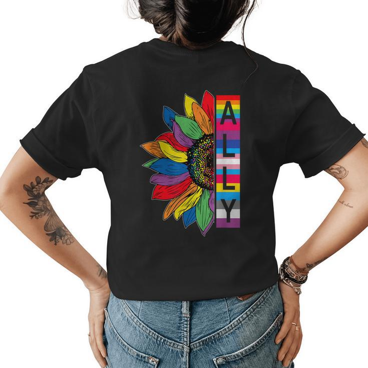 Lgbtq Ally For Gay Pride Men Women Children Sunflower  Womens Back Print T-shirt