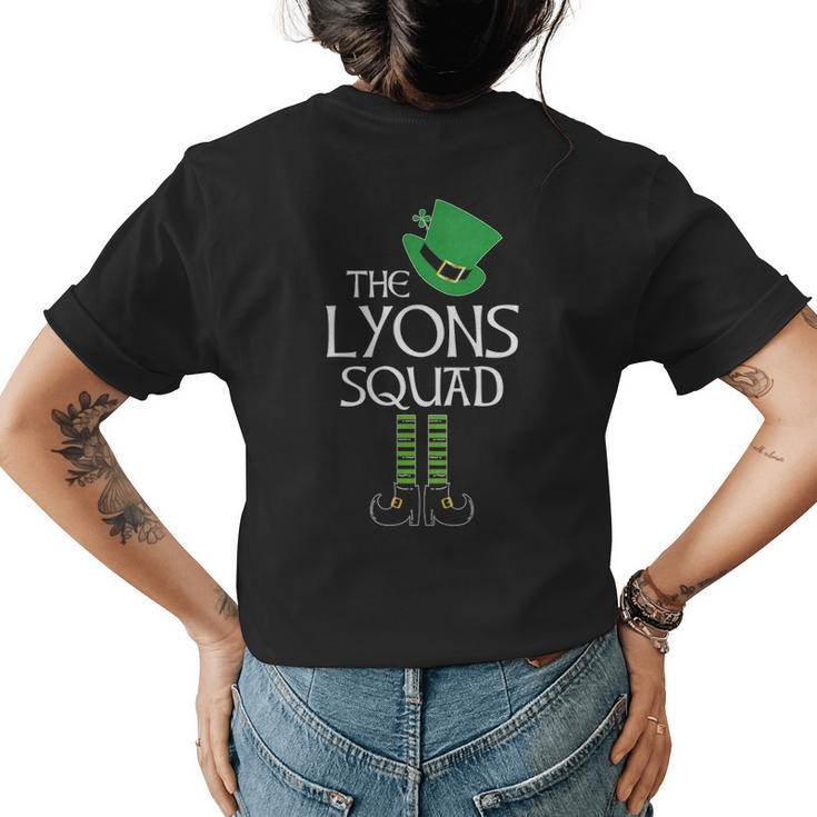 Lyons Name Gift The Lyons Squad Leprechaun V2 Womens Back Print T-shirt