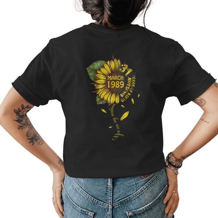 March 1989 31 Years Of Being Awesome Mix Sunflower Funny Womens Back Print T-shirt