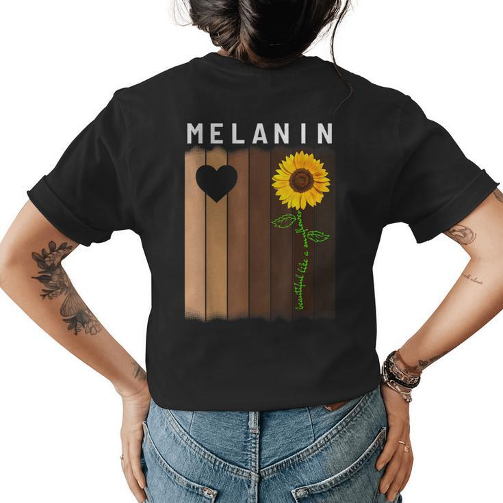 Melanin Shades Black Pride Men Women Sunflower Lovers Womens Back Print T-shirt