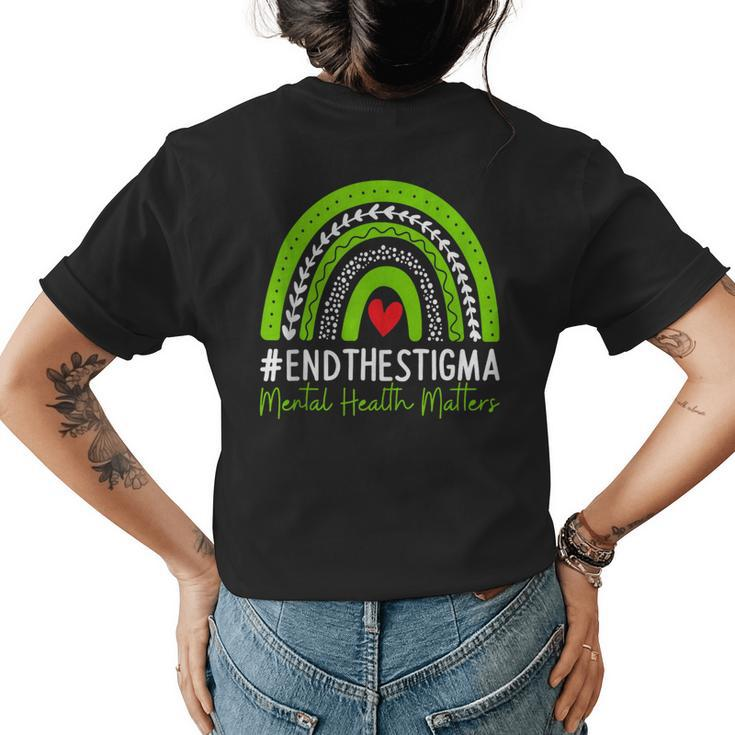 Mental-Health Matters  End The Stigma Rainbow Boho  Womens Back Print T-shirt