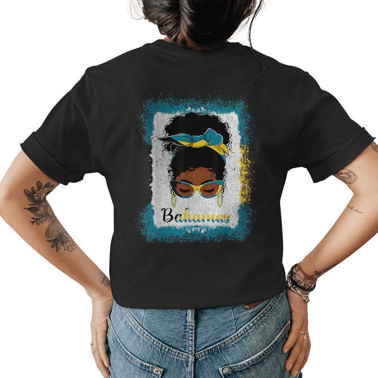 Messy Bun Bahamian Bahamas Flag Womens Woman Girl Bahamas Funny Gifts Womens Back Print T-shirt