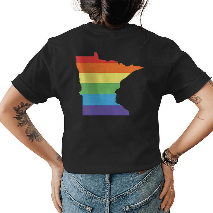 Minnesota Gay Pride Rainbow Flag Lgbt Equality  Womens Back Print T-shirt