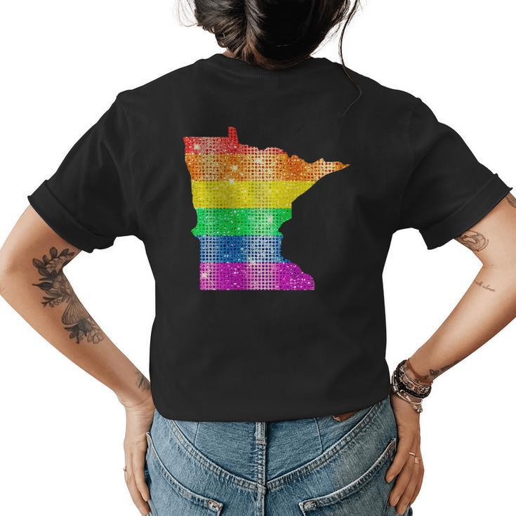 Minnesota Gay State Pride Rainbow Flag Map Gay Lesbian Lgbt  Womens Back Print T-shirt