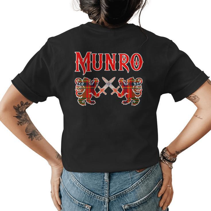 Munro Scottish Clan Lion Family Name Tartan Kilt Gift For Womens Gifts For Lion Lovers Funny Gifts Womens Back Print T-shirt