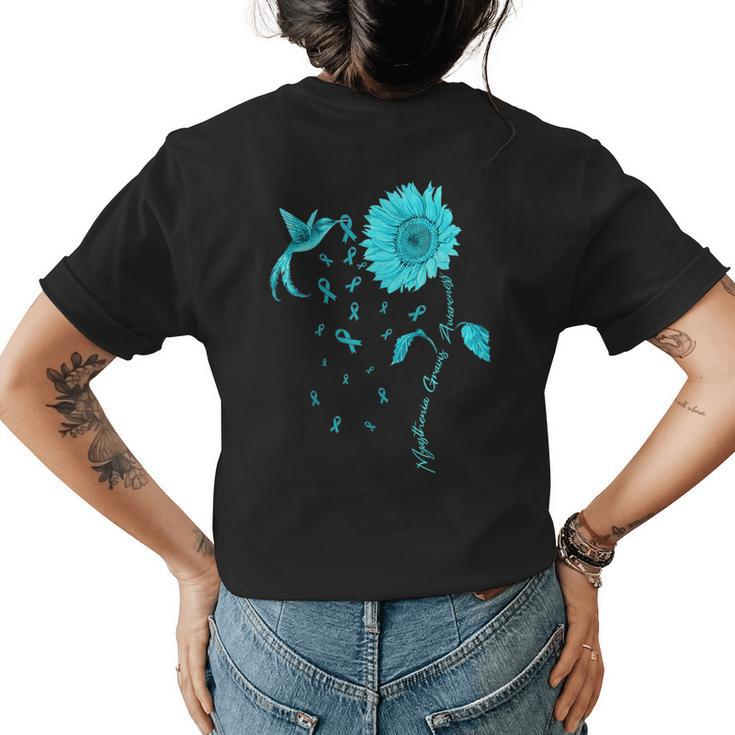 Myasthenia Gravis Awareness Sunflower Teal Ribbon  Womens Back Print T-shirt