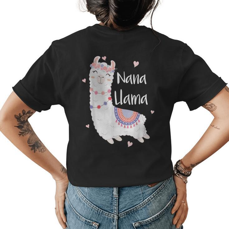 Nana Llama Cute Grandma Llamas Lover Women Funny Womens Back Print T-shirt