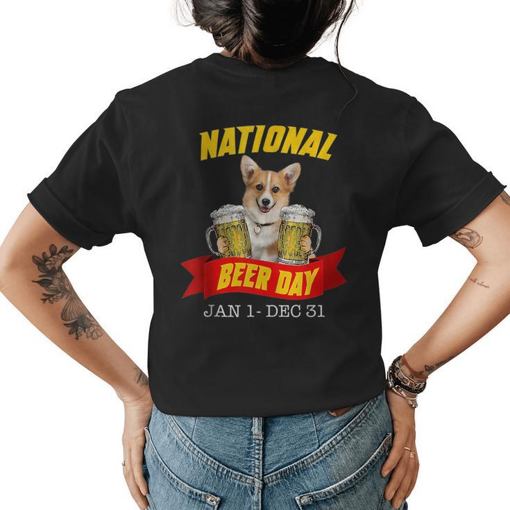 National Beer Day-Corgi Dog Funny For-Corgi Lovers  Womens Back Print T-shirt