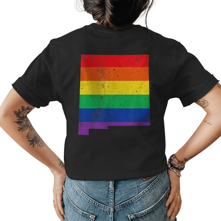 New Mexico Rainbow Flag Map Gay Pride Lesbian Lgbt  Womens Back Print T-shirt