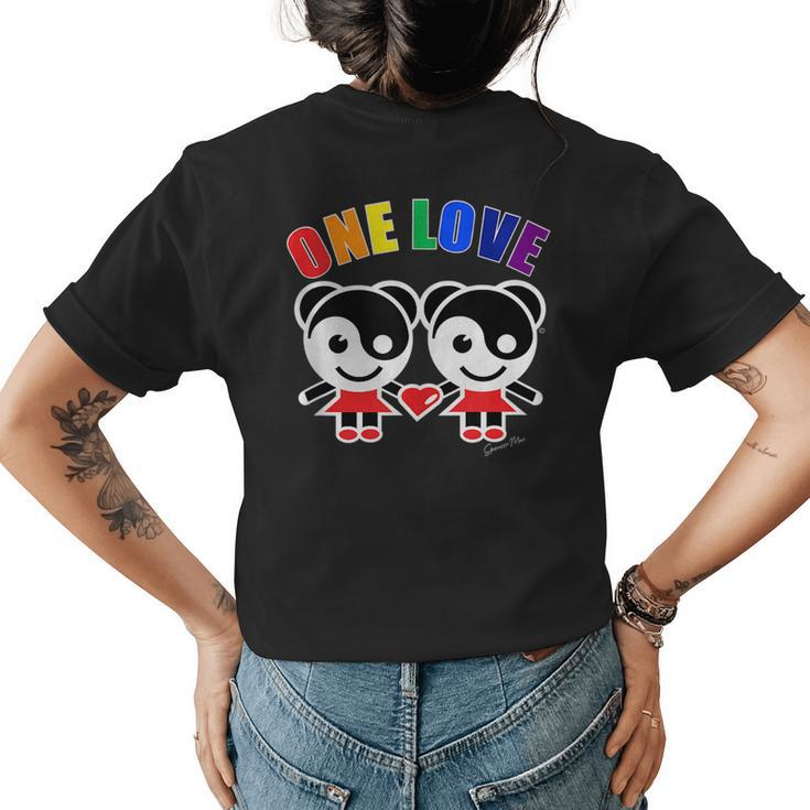 One Love Rainbow Yingyang Lesbian Gay Pride Lgbt Girls Heart  Womens Back Print T-shirt