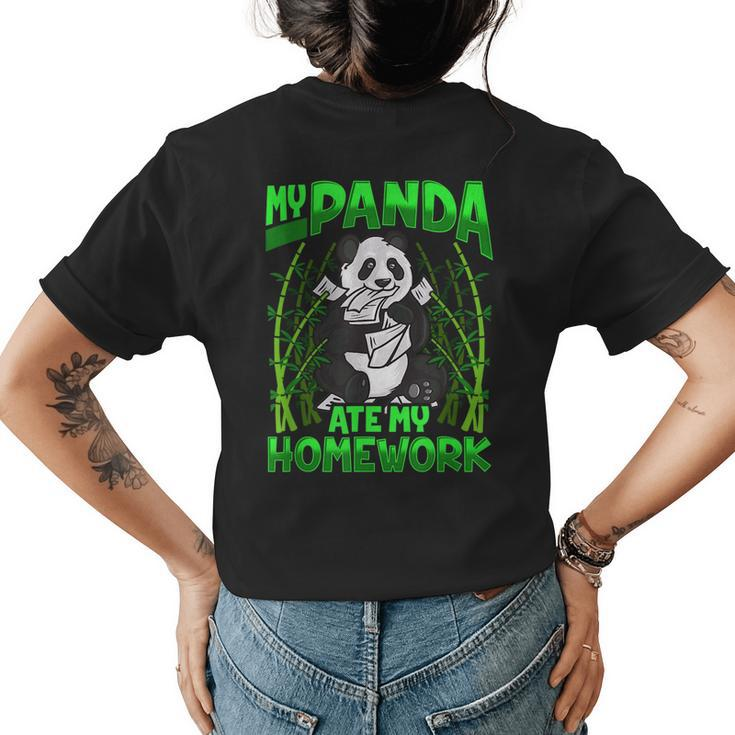 Panda Lovers Cute Gifts My Panda Ate My Homework Womens Back Print T-shirt